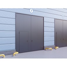 Распашные гаражные ворота в стальной раме с сэндвич-панелью