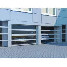 Промышленные секционные ворота из алюминиевых панорамных панелей с торсионным механизмом ISD02