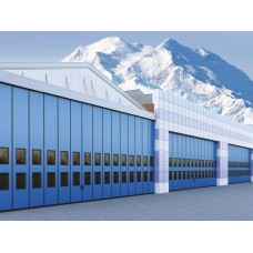 Промышленные складные ворота с нижней направляющей