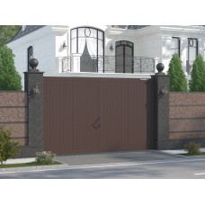 Распашные ворота в алюминиевой раме с заполнением сэндвич-панелями SWG-A