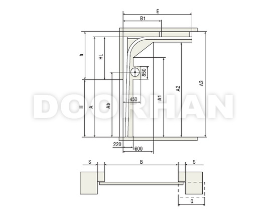 Высокий наклонный подъем, барабан снизу